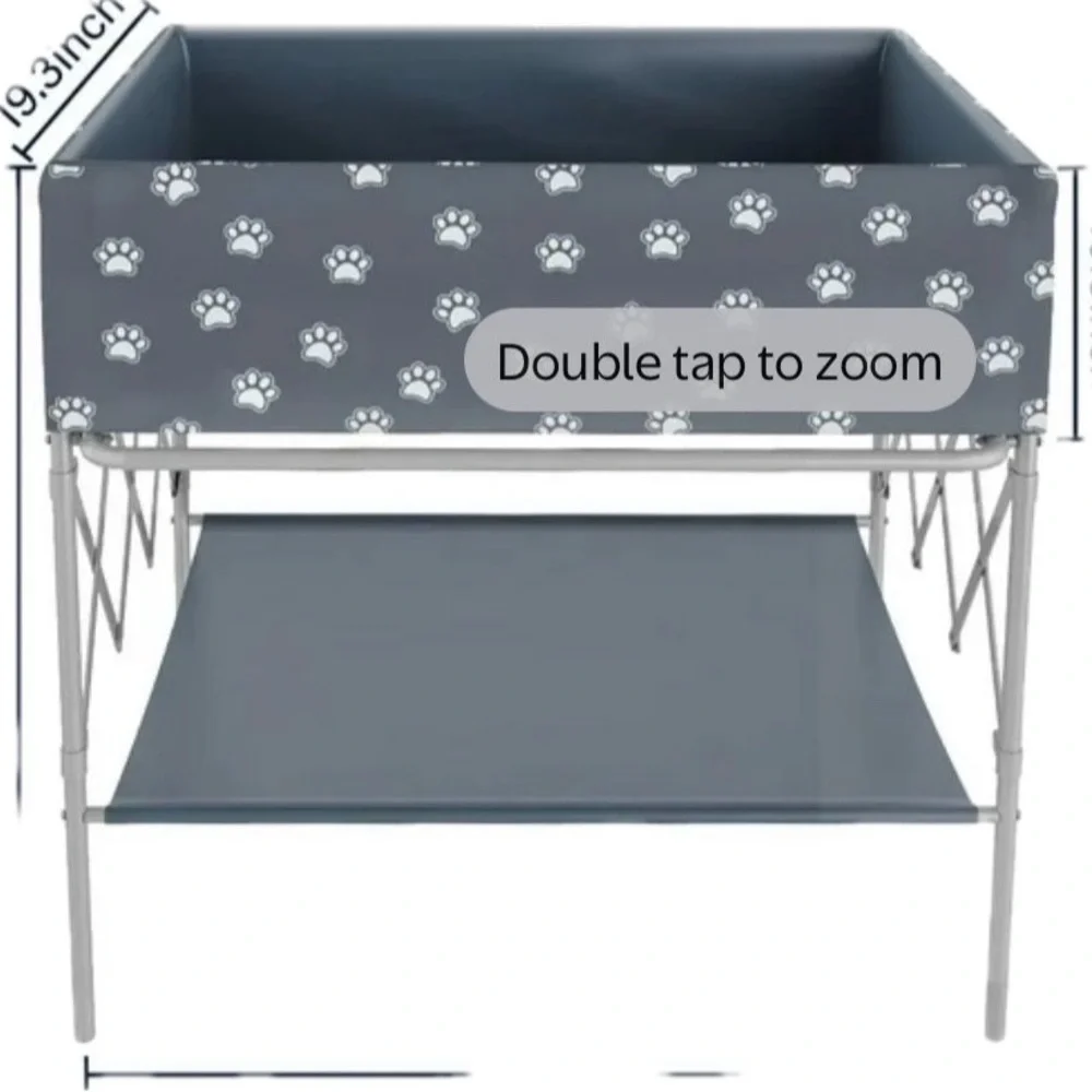 Gray Pet Playpen with Paw Prints